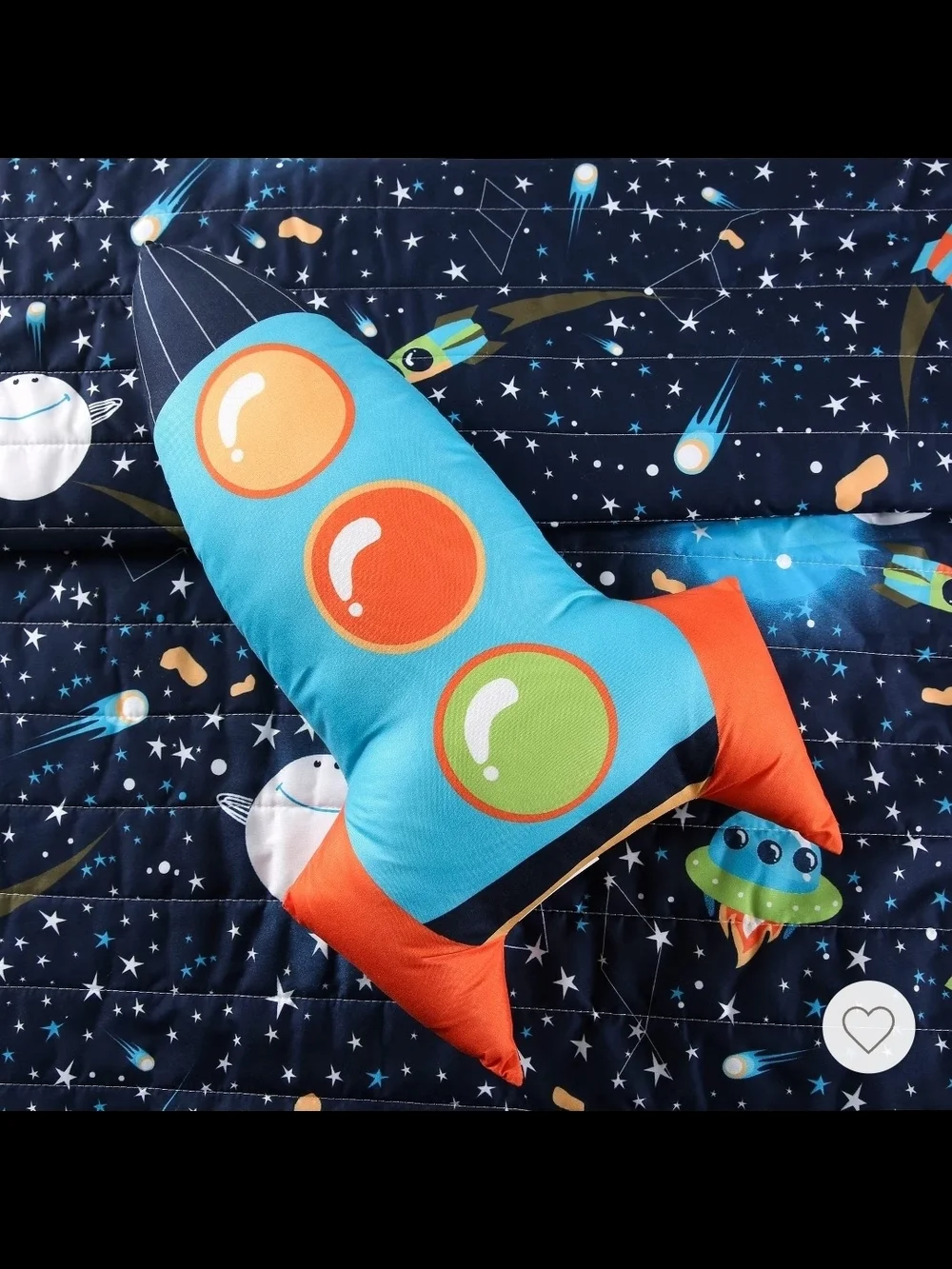 5pc Full/Queen Kids' Universe Reversible Quilt Set with Spaceship Throw Pillow